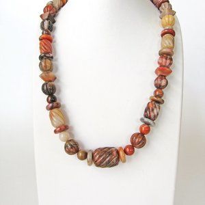 Beaded Multi Stone Necklace with Agate & Jasper